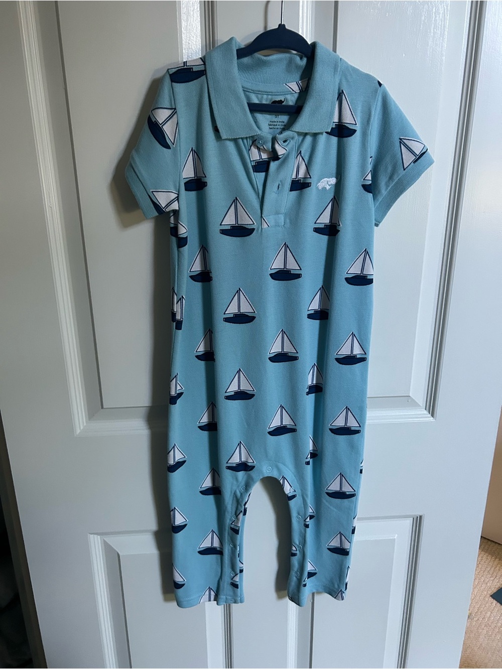 Monica + Andy Light Blue Sailboat Polo One-Piece